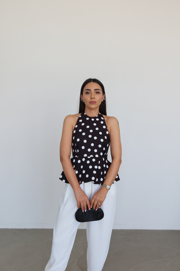 Kolsuz Puantiyeli Bluz