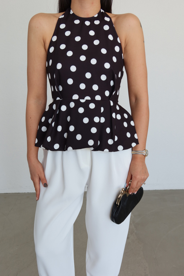 Kolsuz Puantiyeli Bluz