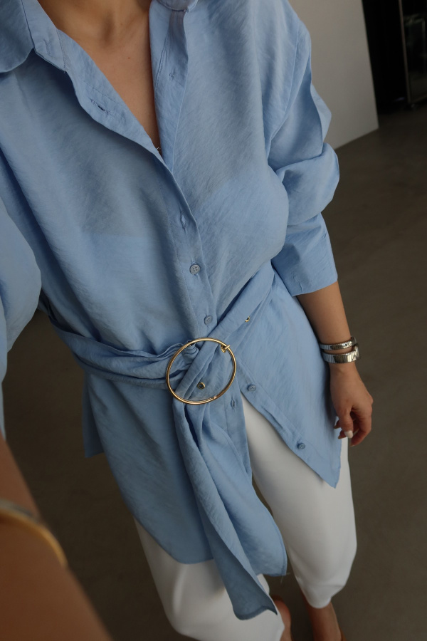 Kuşağı Tokalı Gömlek