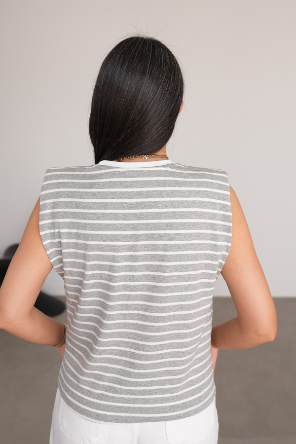 Çizgili Vatkalı Basic Tişört
