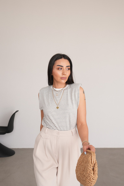 Çizgili Vatkalı Basic Tişört