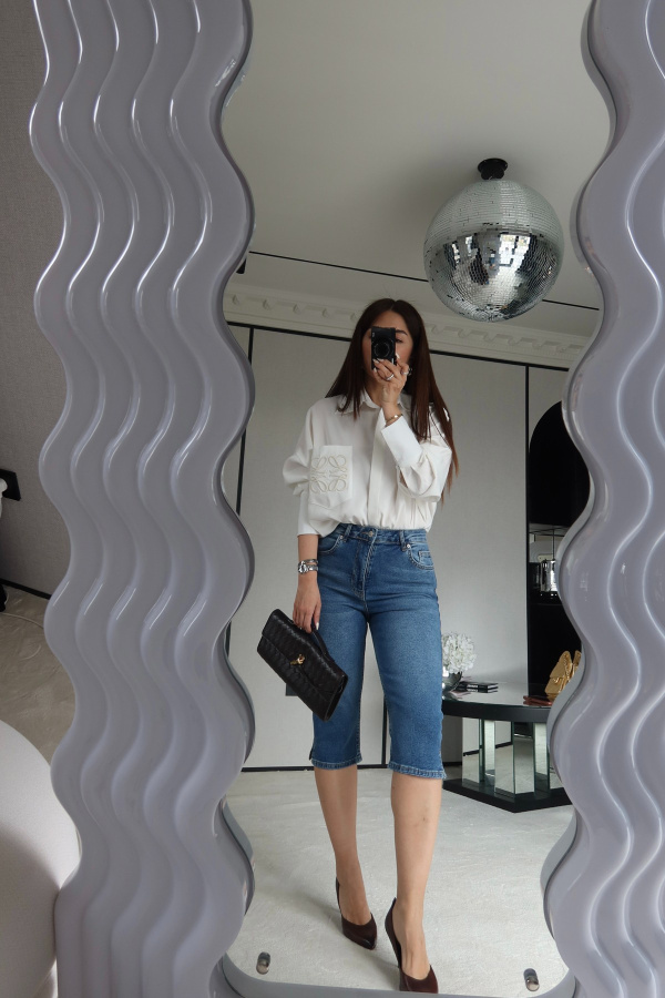 Yanı Yırtmaçlı Denim Kapri