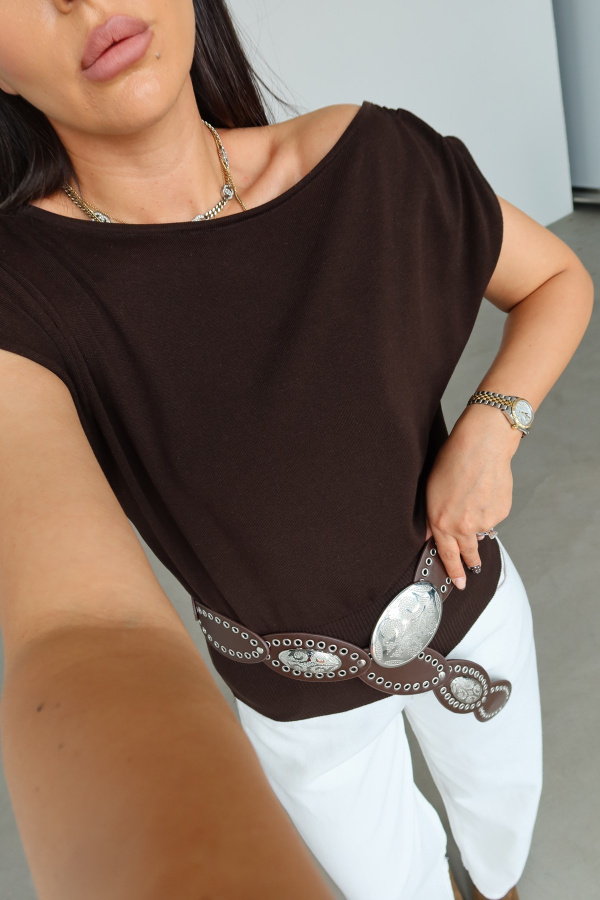 Kolsuz Dökümlü Triko Bluz