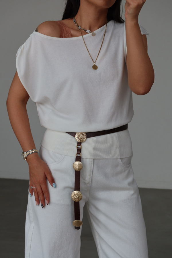 Kolsuz Dökümlü Triko Bluz