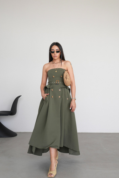 Asimetrik Kesim Straplez Elbise