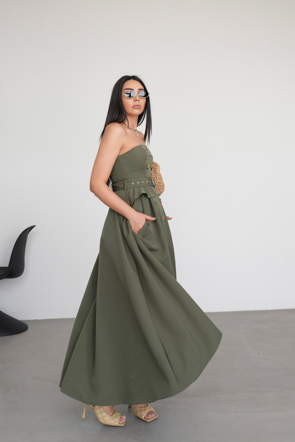 Asimetrik Kesim Straplez Elbise