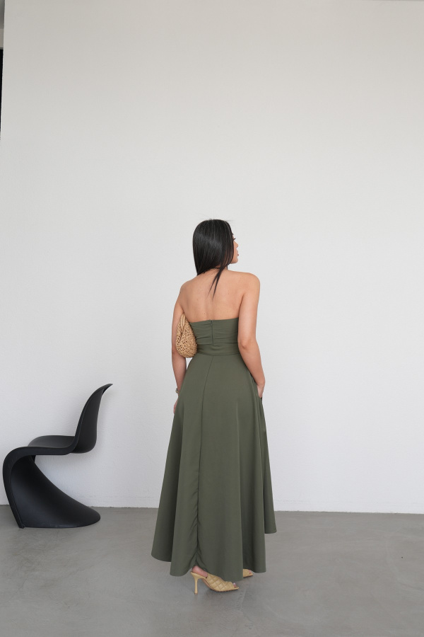 Asimetrik Kesim Straplez Elbise