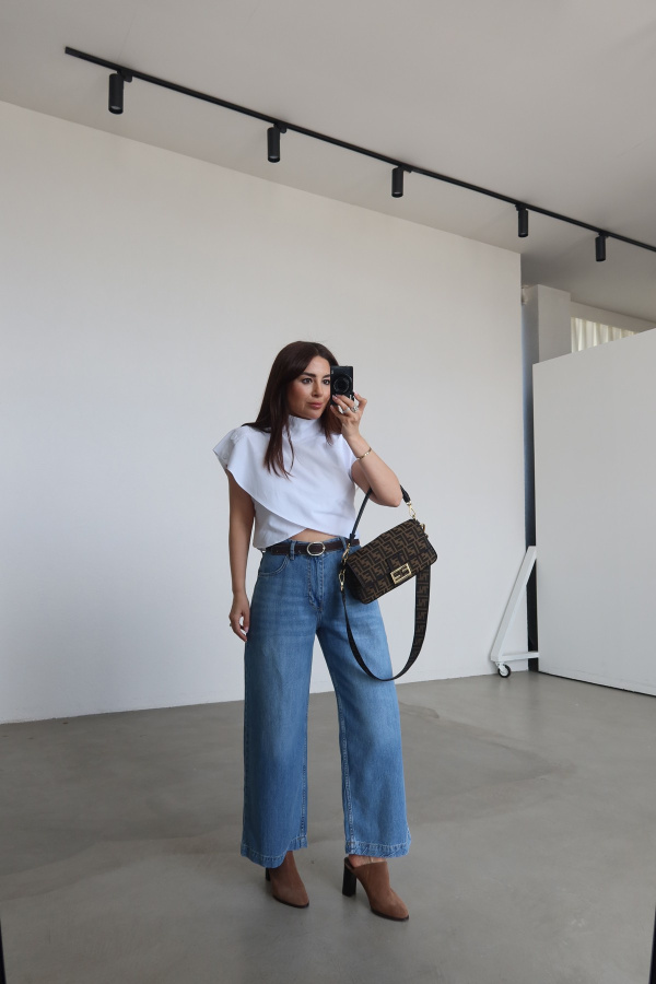 Deri Kemerli Wideleg Jean