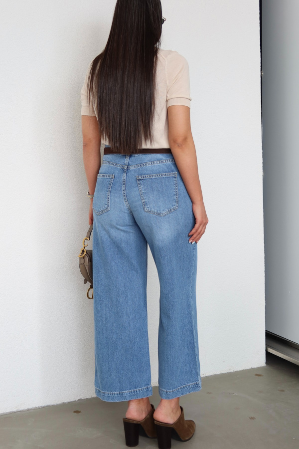 Deri Kemerli Wideleg Jean