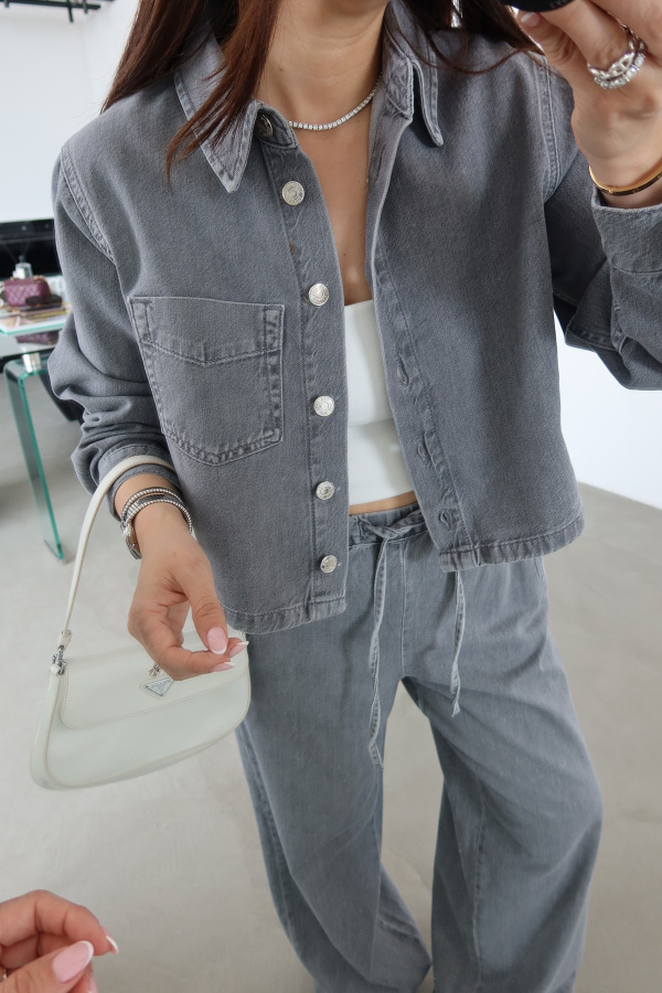 Tek Cepli Denim Gömlek