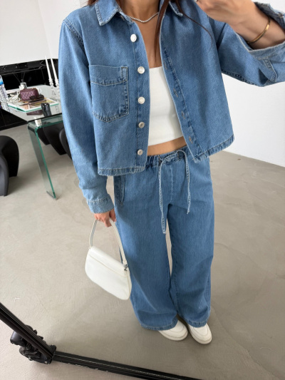 Tek Cepli Denim Gömlek
