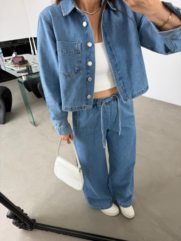 Tek Cepli Denim Gömlek