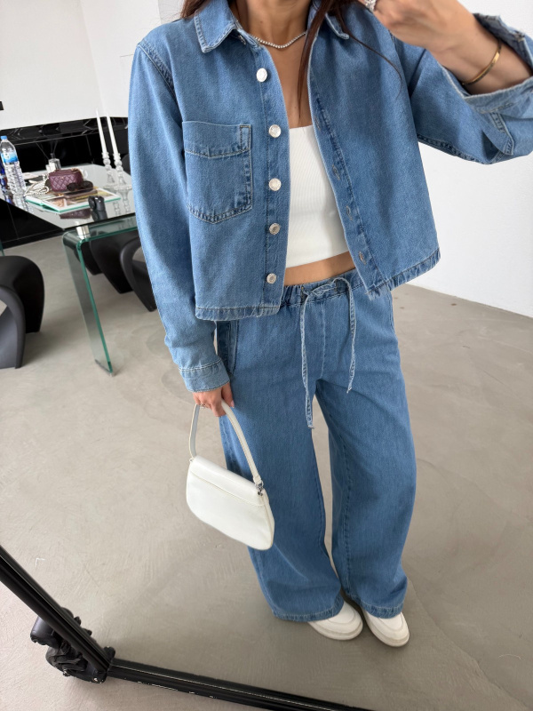 Tek Cepli Denim Gömlek