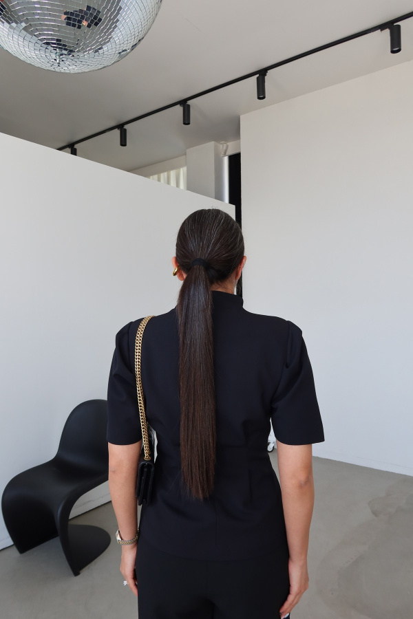 Kapak Düğmeli Kısa Kol Ceket