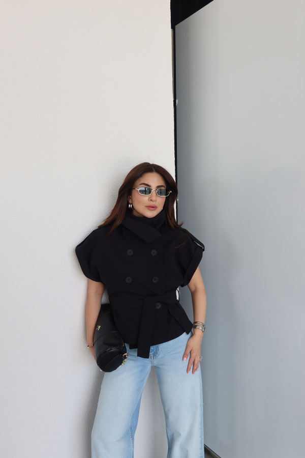 Duble Kol Apoletli Kısa Kol Ceket