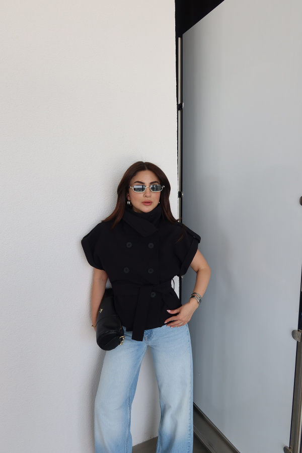 Duble Kol Apoletli Kısa Kol Ceket