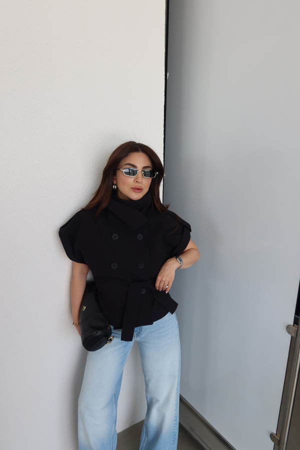 Duble Kol Apoletli Kısa Kol Ceket