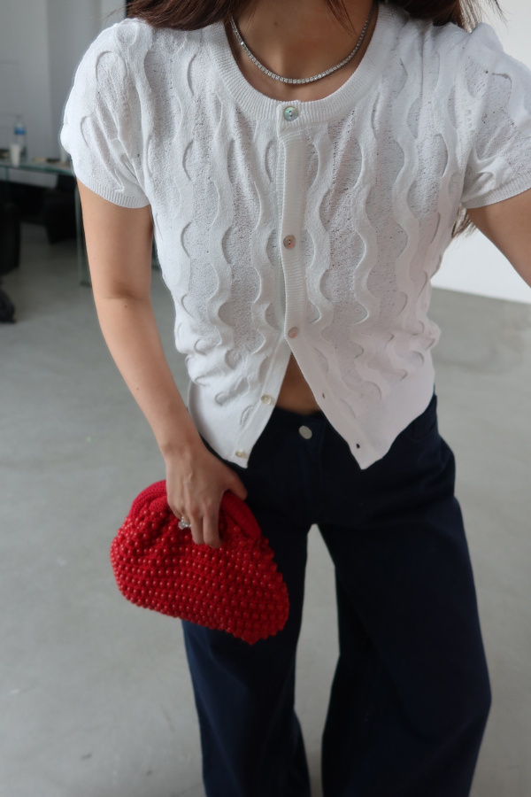 Bisiklet Yaka Dokulu Triko Hırka