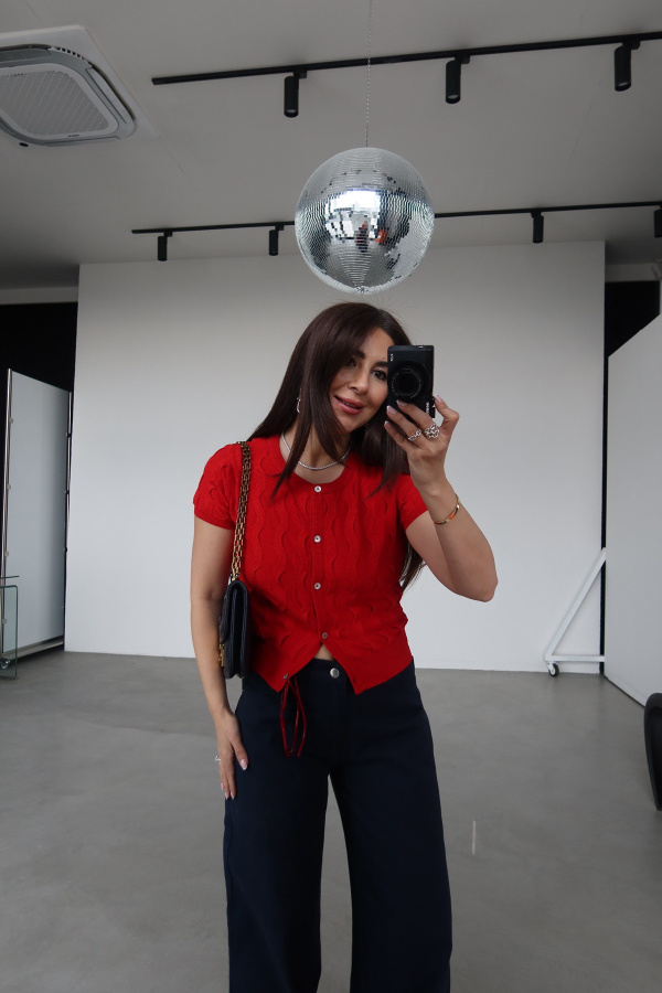 Bisiklet Yaka Dokulu Triko Hırka