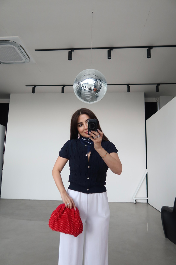 Bisiklet Yaka Dokulu Triko Hırka