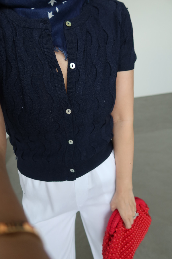 Bisiklet Yaka Dokulu Triko Hırka