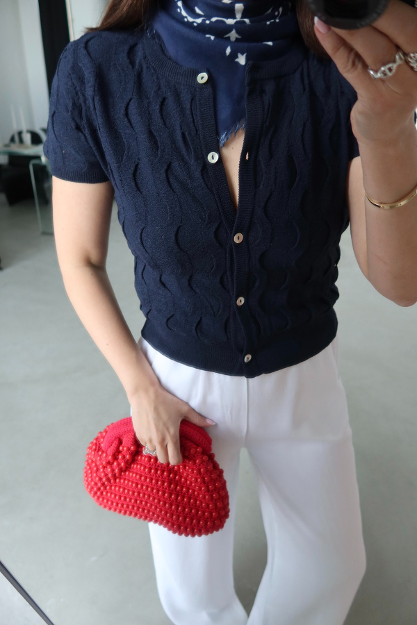 Bisiklet Yaka Dokulu Triko Hırka