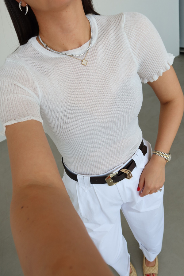 Kolu ve Etek Fırfırlı Triko Bluz