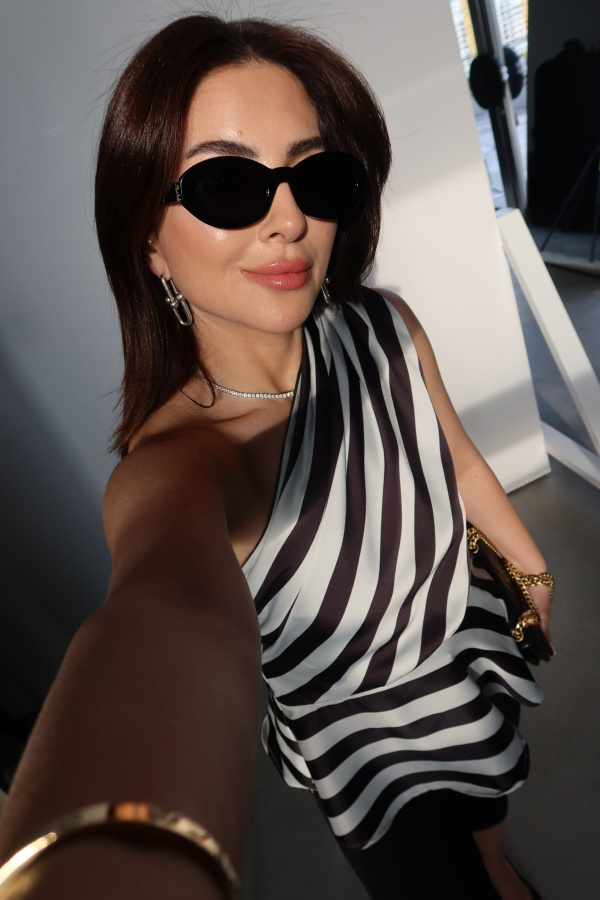 Zebra Desen Asimetrik Bluz