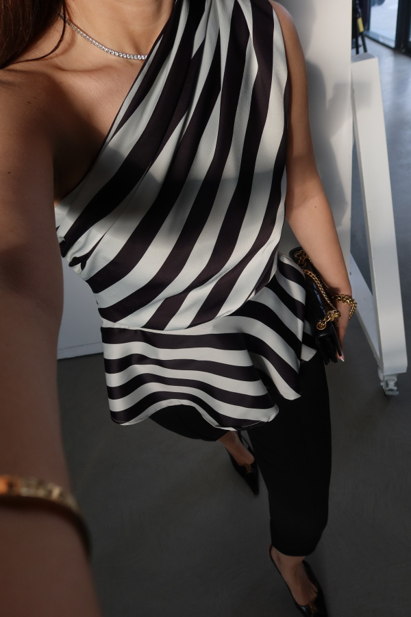 Zebra Desen Asimetrik Bluz