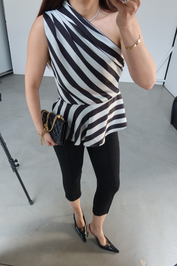 Zebra Desen Asimetrik Bluz