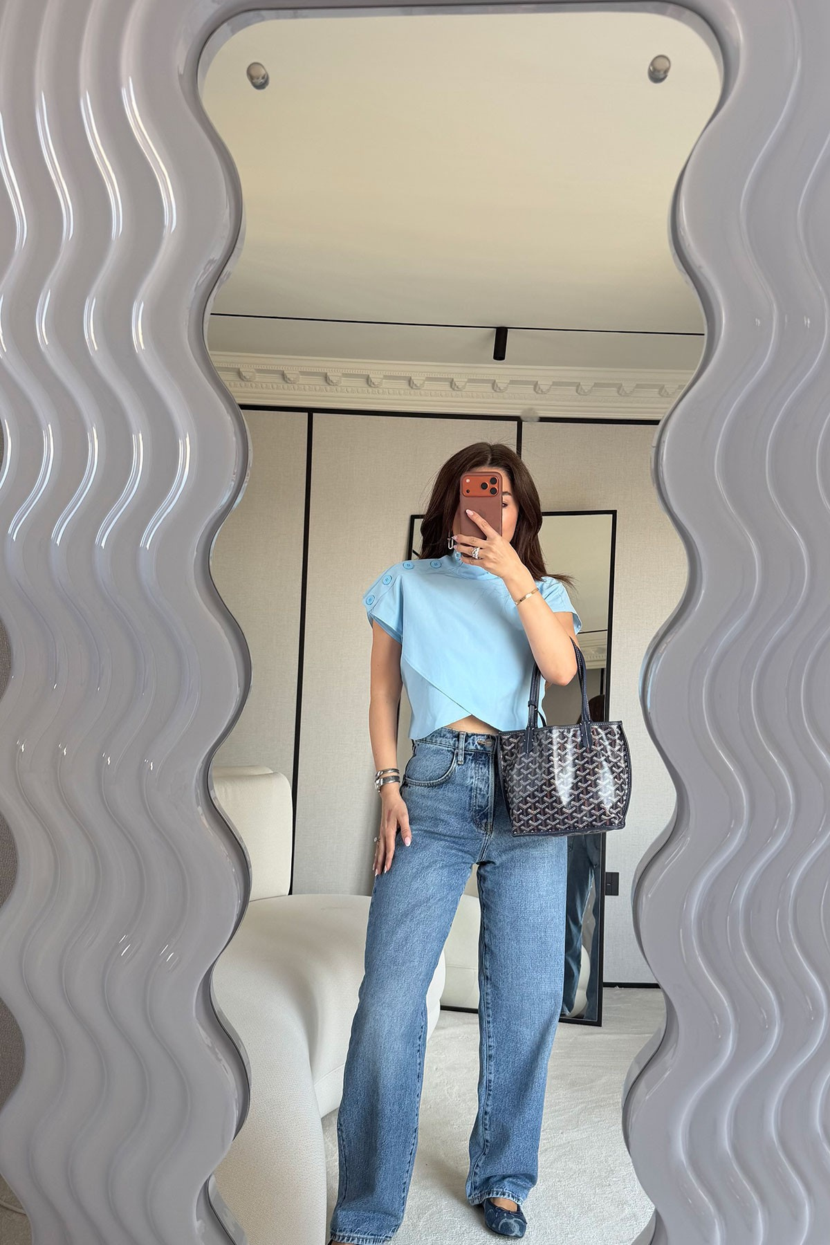 Omuzu Düğmeli Poplin gömlek