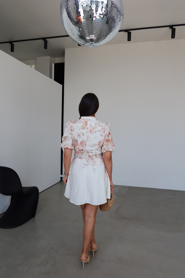 Balon Kol Çiçek Desen Premium Elbise