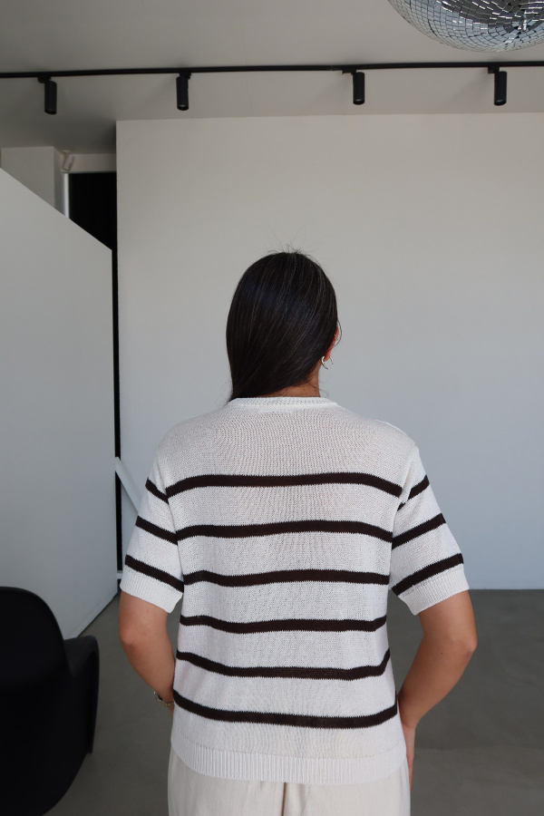 Çizgili Kısa Kollu Triko