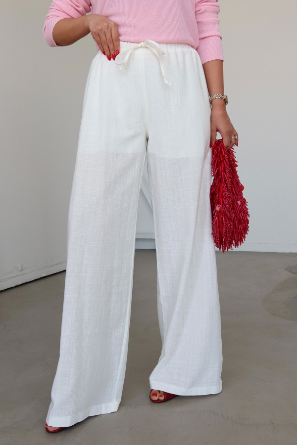 Kendinden Dokulu Bağcıklı Pantolon