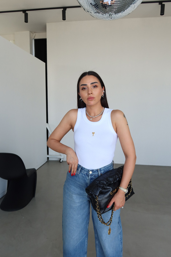 Harf Ve Kalp Detaylı Fitilli Atlet