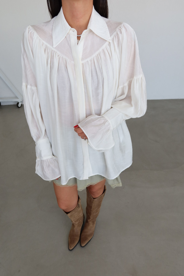 İspanyol Kol Büzgülü Gömlek