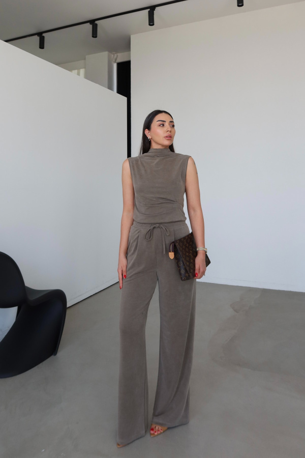 Dik Yaka Modal Bluz Pantolon Takım