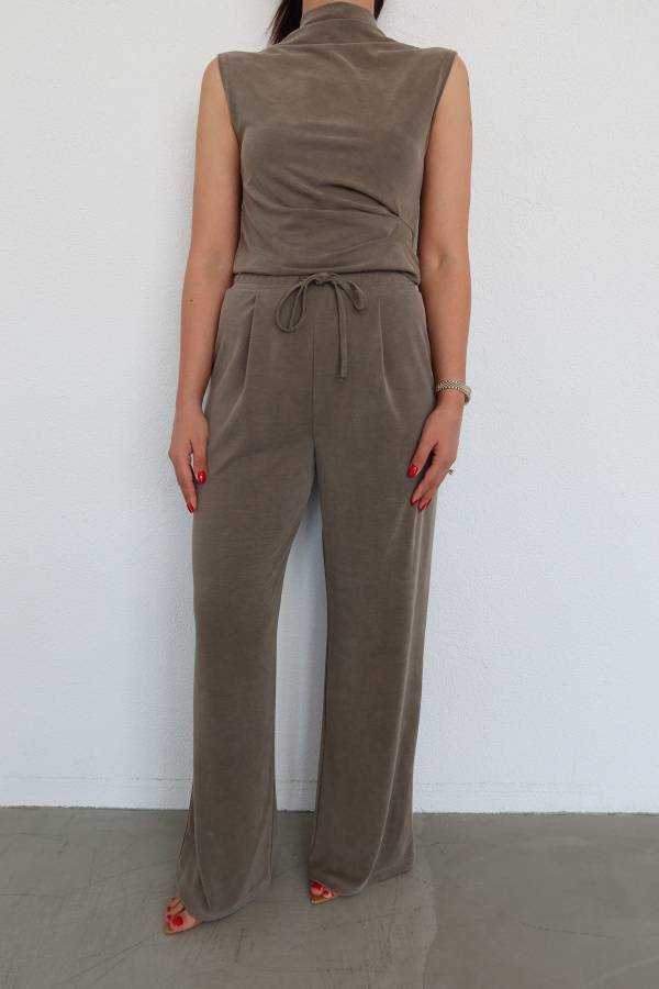 Dik Yaka Modal Bluz Pantolon Takım