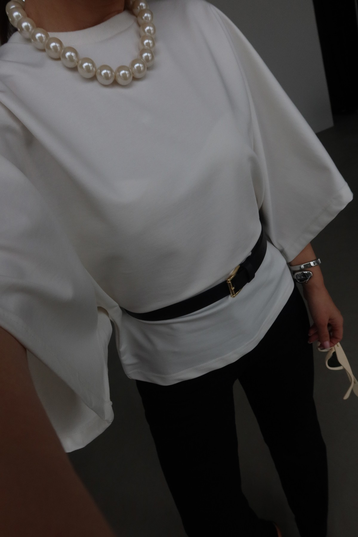 T Kol Oversize Kemerli Bluz