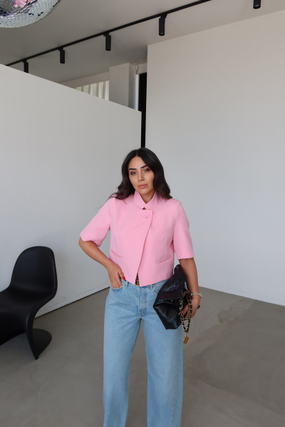 Tek Düğmeli Crop Ceket