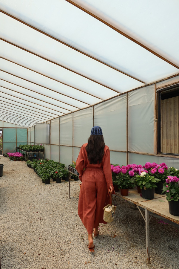 Parça Dikişli Geniş Kalıp %100 Keten Pantolon