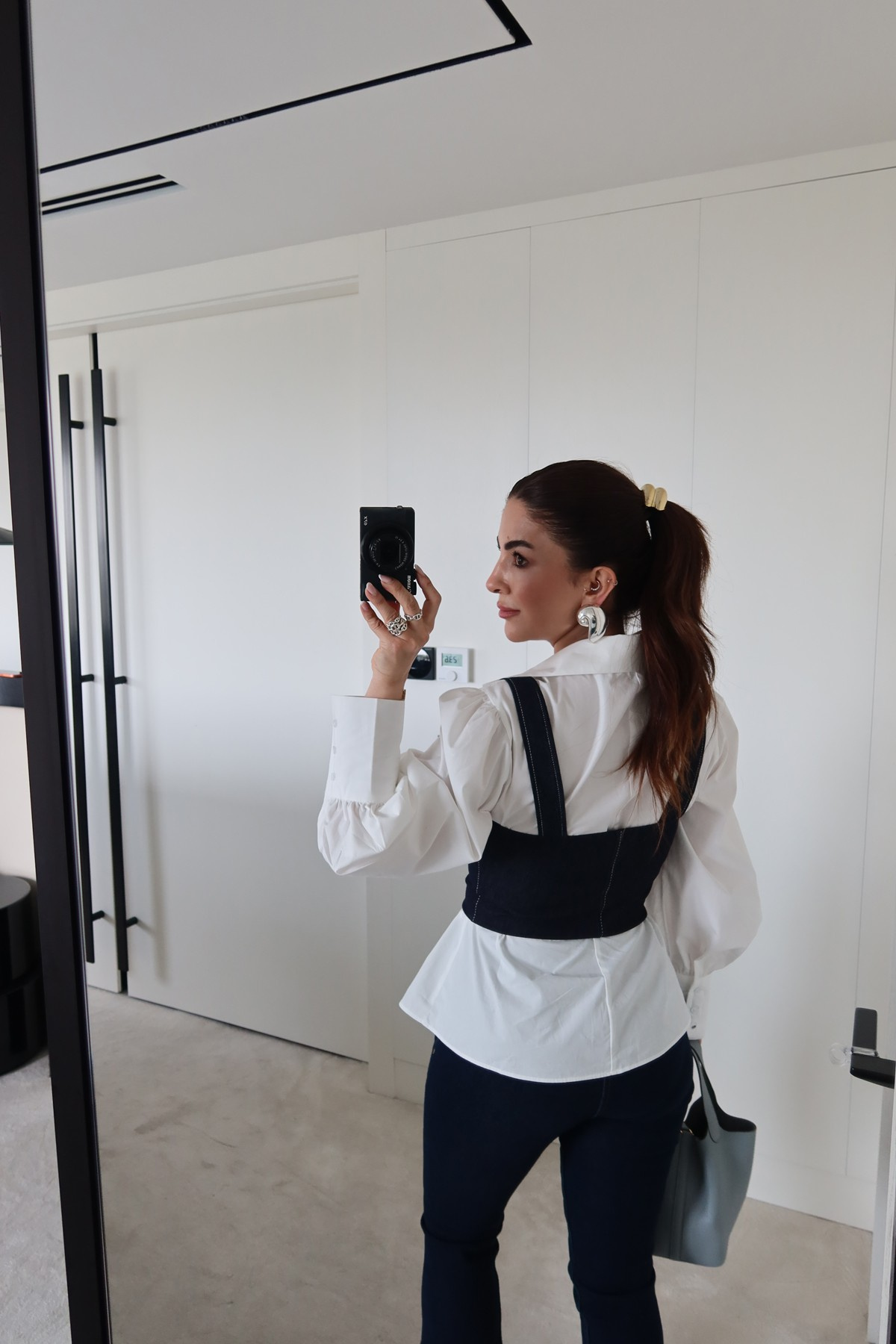 Fermuarlı Denim Büstiyer
