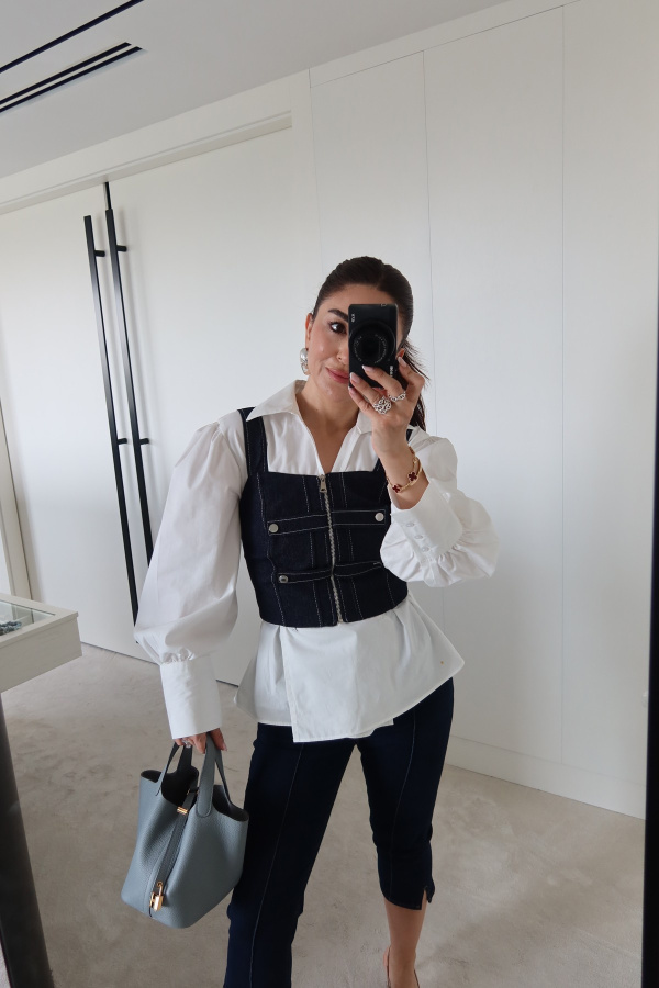 Fermuarlı Denim Büstiyer