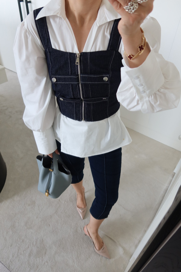 Fermuarlı Denim Büstiyer