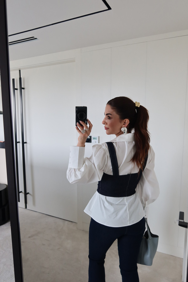 Fermuarlı Denim Büstiyer