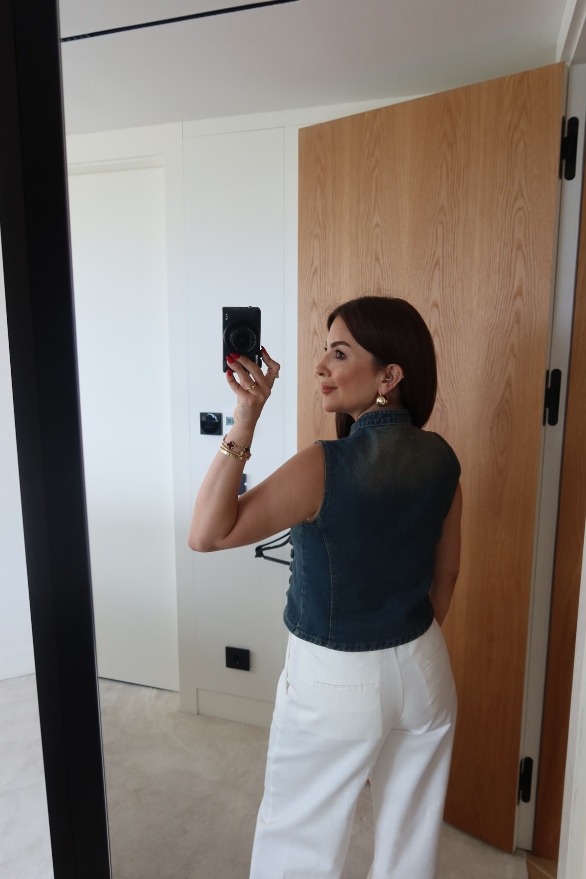 Gold Düğmeli Denim Yelek