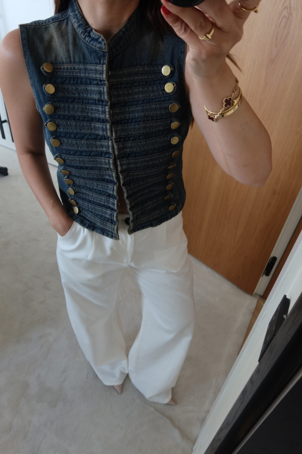 Gold Düğmeli Denim Yelek