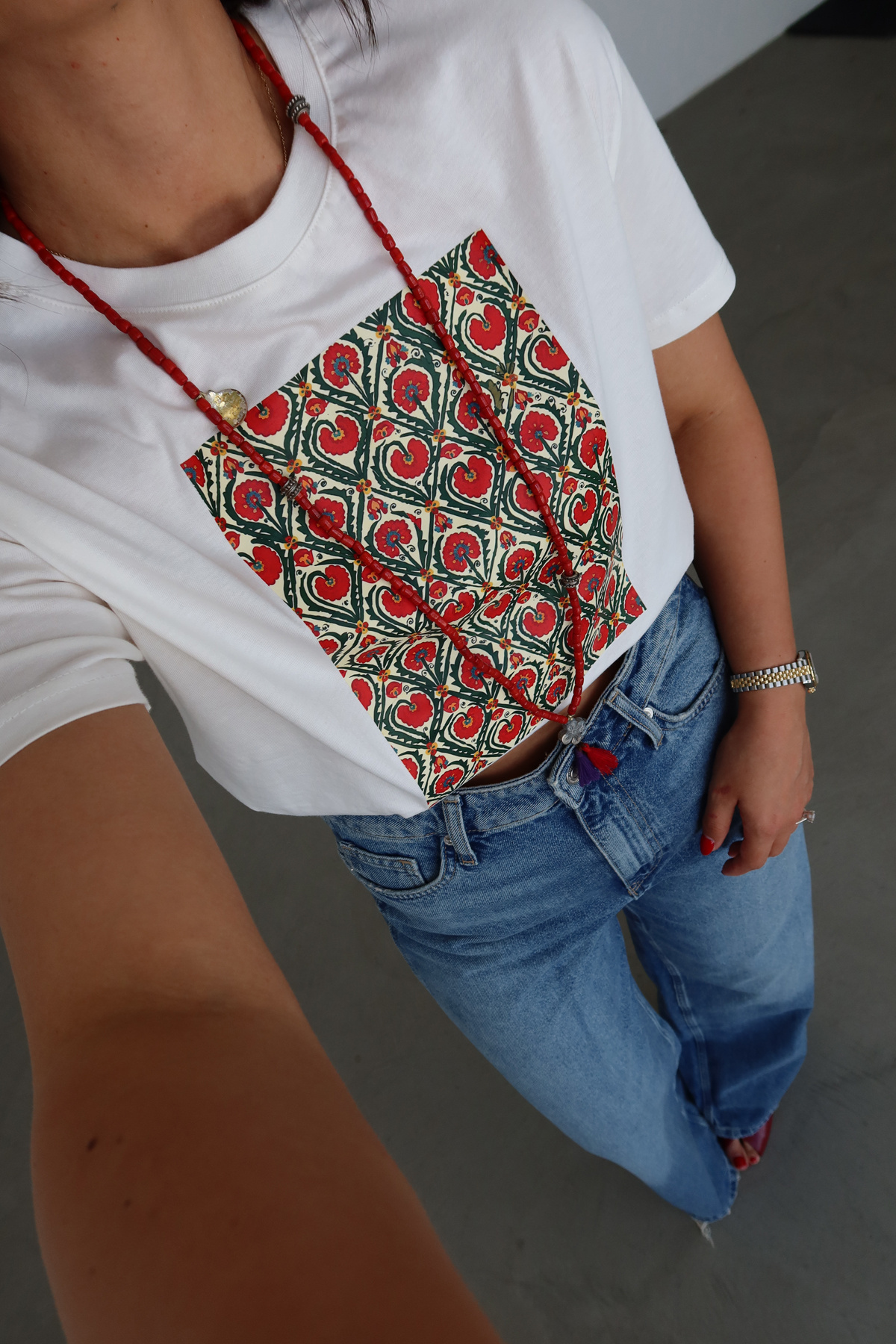 Etnik Desen Oversize Tişört
