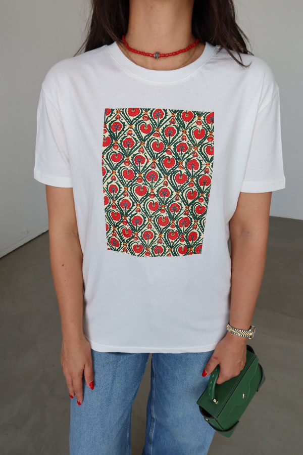 Etnik Desen Oversize Tişört