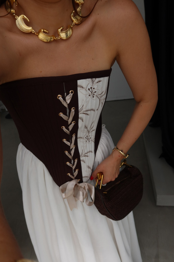 Ön Kısmı Desenli Korse